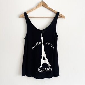 H&M “Parlez-vous Français?” Eiffel Tower Graphic Tank – Size Small, Black